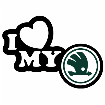 Sticker auto IMAGE I love my SKODA negru 23 x 17 cm 