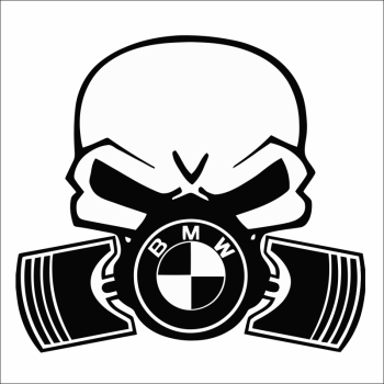 Sticker auto IMAGE Piston skull BMW negru 22 x 20 cm 