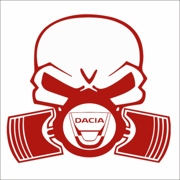 Sticker auto IMAGE Piston skull DACIA rosu 22 x 20 cm 