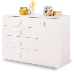 Comoda cu 4 sertare si usa pentru camera copii colectia Baby Cotton 