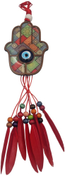 Decor de perete cu snur si pene l40xl10 cm EHA - Portocaliu 