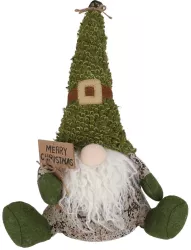 Decoratiune Craciun pitic cu barba verde 38 cm 