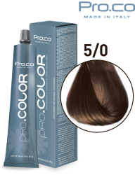 Vopsea de par profesional PRO.COLOR 100 ml - Pro.Co - 5/0 CASTANIU DESCHIS 