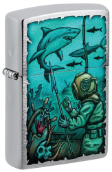 Bricheta Zippo 48561 Sharks Shipwreck Diver Nautical 