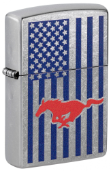 Bricheta Zippo 48754 Ford Mustang and Monochromatic American Flag 