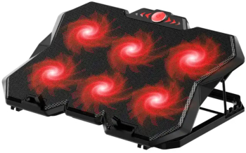 Cooler / Stand Laptop 6 Ventilatoare Viteza reglabila a turatiilor Universal 19 Ajustabil Lumini multicolore 2 Porturi USB Negru 
