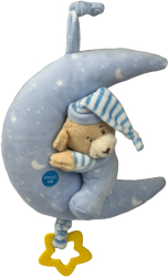 Jucarie interactiva de agatat pentru carucior si patut cu cantec si lumini albastru 23x14 cm NippleBaby 