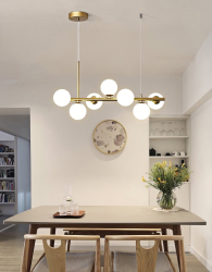 Lustra living LuminiLux Gold 7 globuri 90 cm Sticla 