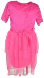 Rochie eleganta cu maneca scurta pentru fete Mini Junior R290524-12 Fucsia 