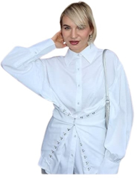 Camasa The Drop pentru femei maneci voluminoase culoare alb marime M 