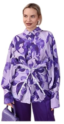 Camasa The Drop pentru femei maneci voluminoase imprimeu abstract marime XS 