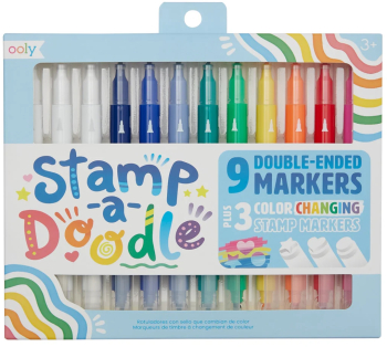 Carioci duble cu stampile Stamp-A-Doodle - set de 9 culori si 3 care schimba culoarea 