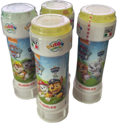 Tuburi Baloane Bule de Sapun Patrula Catelusilor capac cu joc labirint si bila 11.5 cm 4 bucati flacoane de 60 ML