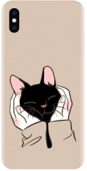Husa din silicon compatibila cu Apple iPhone XS Max - model Th Black Cat In Hands 