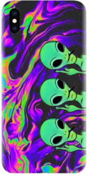 Husa din silicon compatibila cu Apple iPhone XS Max - model Trippy Aliens 