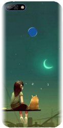 Husa din silicon compatibila cu Huawei Y7 2018 - model Cat And Girl 