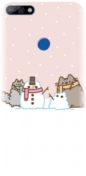 Husa din silicon compatibila cu Huawei Y7 2018 - model Cat And Snowman 