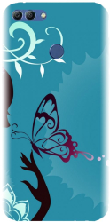 Husa din silicon compatibila cu Huawei Y9 2018 - model Blue Butterfly 