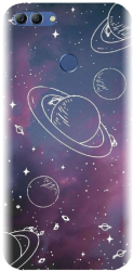 Husa din silicon compatibila cu Huawei Y9 2018 - model Cosmic Drawn Map 