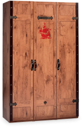 Dulap cu 3 usi pentru copii Pirate Brown 121x54x203 cm 