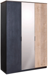 Dulap cu 3 usi si oglinda pentru tineret Colectia Black 137x59x210 cm 