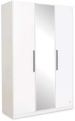 Dulap cu 3 usi si oglinda pentru tineret Colectia White 135x44x209 cm 