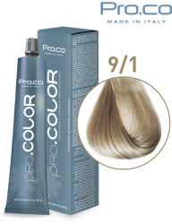 Vopsea de par profesionala PRO.COLOR 100 ml - Pro.Co - 9/1 BLOND SUPER DESCHIS CENUSIU 