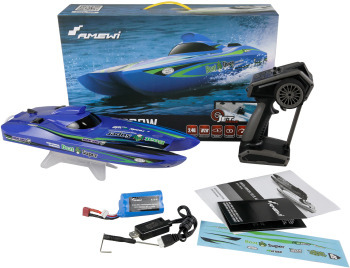 Barca RC cu telecomanda Blue Arrow Catamaran / Lungime 40 cm / 2 4 GHz / Viteza 30 km/h / Raza 100m / Racire pe apa / Jetdrive / RTR / 14+ 