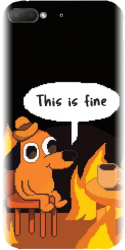 Husa din silicon compatibila cu Htc Desire 12 - model Pixel Art This Is Fine 
