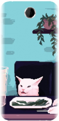 Husa din silicon compatibila cu Htc Desire 310 - model Pixel Art Cat Meme 