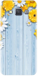 Husa din silicon compatibila cu Samsung Galaxy A3 / A3 2015 / A300 - model Sunflower On Blue Wood 