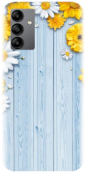 Husa din silicon compatibila cu Samsung Galaxy A54 5G - model Sunflower On Blue Wood 