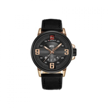 Ceas Naviforce rezistent la apa 3Bar mecanism Quartz curea din piele maro afisaj analogic stil Sport + cutie 