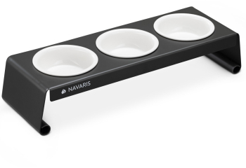 Hranitor triplu ridicat pentru pisici si caini Navaris 350 ml Negru 59326.01.19 