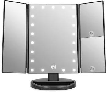 Oglinda de machiaj cu 22 de lumini LED ecran tactil si oglinda de cosmetica cu marire 115x285 mm negru 