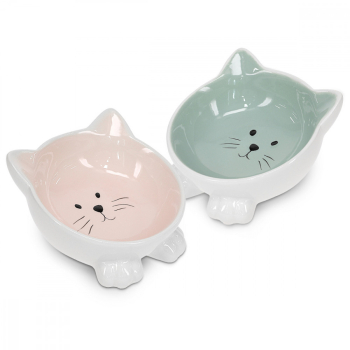 Set 2 Boluri din ceramica pentru pisici Navaris Anti-alunecare 50736.02 