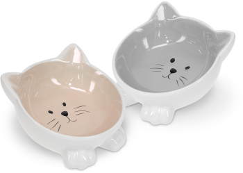 Set 2 Boluri din ceramica pentru pisici Navaris Anti-alunecare 50736.11 