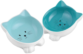 Set 2 Boluri din ceramica pentru pisici Navaris Anti-alunecare Verde 50736.04 