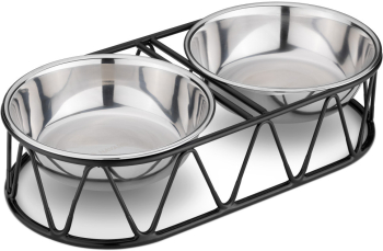 Set 2 Boluri din inox pentru caini si pisici Navaris cu suport metalic 54102.01 