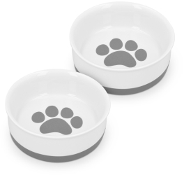 Set 2 Boluri din portelan pentru caini si pisici Navaris 400 ml Gri 48520.02.22 