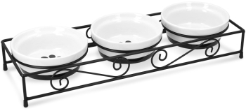 Set 3 Boluri din ceramica pentru caini si pisici Navaris cu suport metalic 320 ml 46947.2 