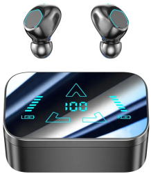 Casti Wireless Model M48Design Sport cu Functii BT 5.3 Core ANC si Impermeabilitate Apa si PrafTehnologie Cyber Blue Indicatori LED 
