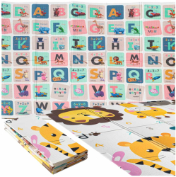 Covor educational din spuma XPE pliabil cu doua fete 180x200 Animale Alfabet 