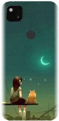 Husa din silicon compatibila cu Google Pixel 4a - model Cat And Girl 