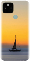 Husa din silicon compatibila cu Google Pixel 5 - model Wind Sail Boat Ocean Sunset 