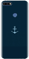 Husa din silicon compatibila cu Huawei Honor 7C - model Blue Navy Anchor Illustration 