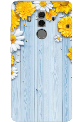 Husa din silicon compatibila cu Huawei Mate 10 Pro - model Sunflower On Blue Wood 