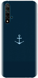 Husa din silicon compatibila cu Huawei Nova 5T - model Blue Navy Anchor Illustration 