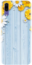 Husa din silicon compatibila cu Huawei P11 - model Sunflower On Blue Wood 