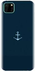 Husa din silicon compatibila cu Huawei Y5p - model Blue Navy Anchor Illustration 